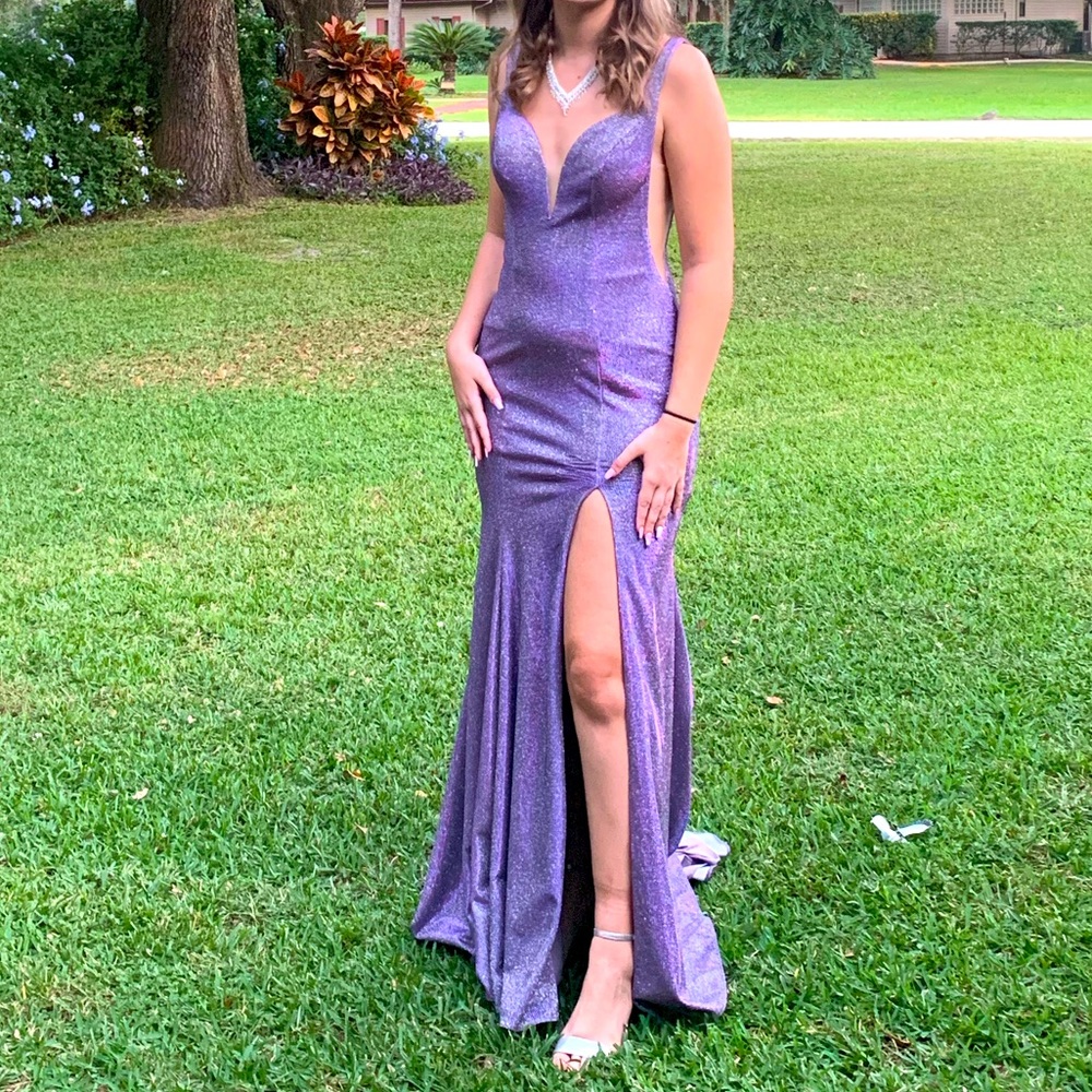 EUC Cinderella Divine Purple Iridescent Formal Gown